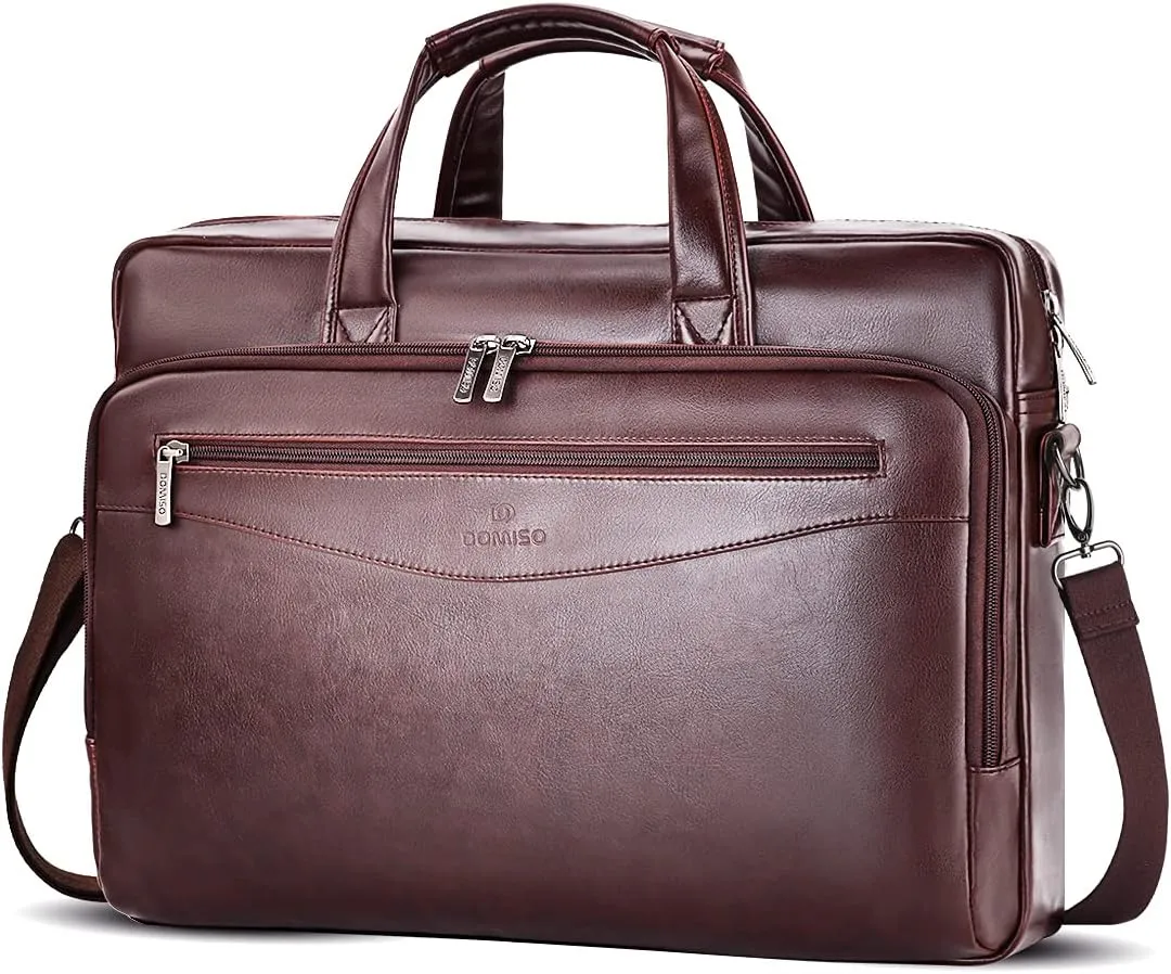 DOMISO 15.6 inch Laptop Bag Shoulder Bag Business Bag Men Handbag Work Bag Suspension Bag for 15.6" HP 15/ThinkPad E575/Lenovo IdeaPad S510/Dell XPS 15, Brown