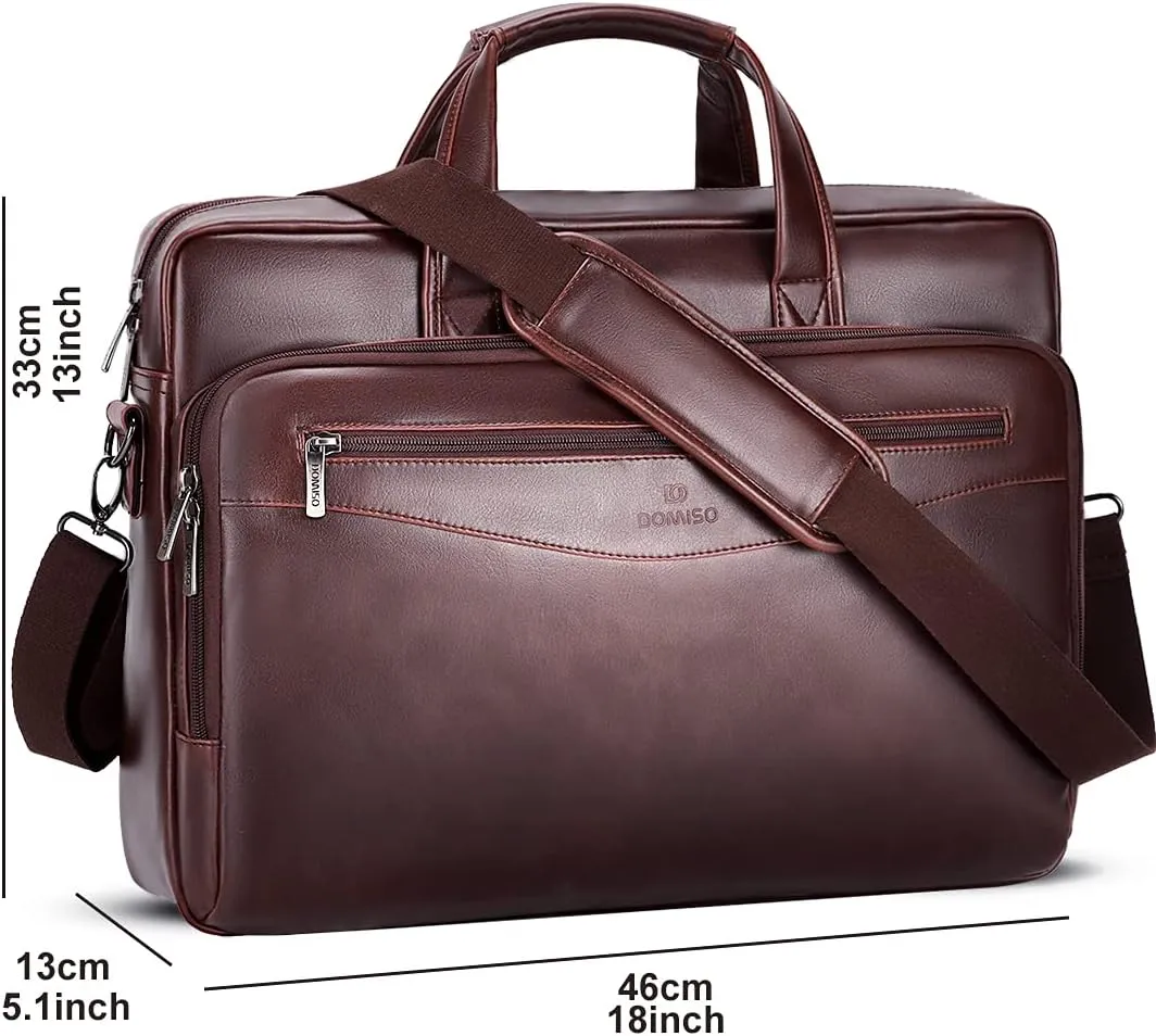 DOMISO 15.6 inch Laptop Bag Shoulder Bag Business Bag Men Handbag Work Bag Suspension Bag for 15.6" HP 15/ThinkPad E575/Lenovo IdeaPad S510/Dell XPS 15, Brown