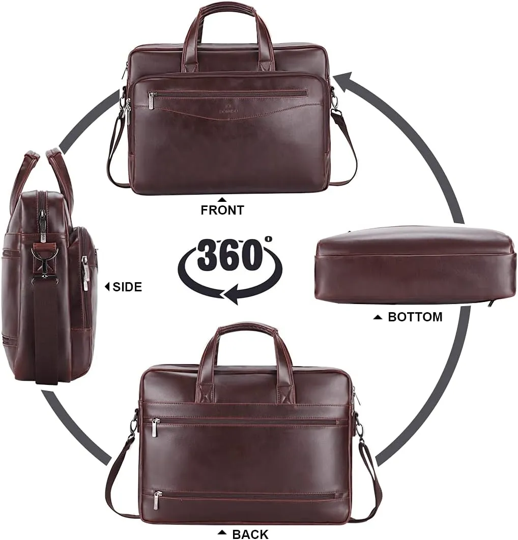 DOMISO 15.6 inch Laptop Bag Shoulder Bag Business Bag Men Handbag Work Bag Suspension Bag for 15.6" HP 15/ThinkPad E575/Lenovo IdeaPad S510/Dell XPS 15, Brown