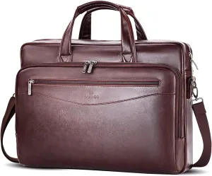 DOMISO 15.6 inch Laptop Bag Shoulder Bag Business Bag Men Handbag Work Bag Suspension Bag for 15.6" HP 15/ThinkPad E575/Lenovo IdeaPad S510/Dell XPS 15, Brown
