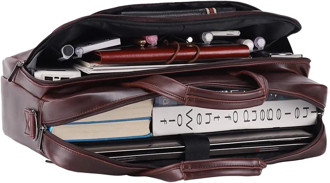 DOMISO 15.6 inch Laptop Bag Shoulder Bag Business Bag Men Handbag Work Bag Suspension Bag for 15.6" HP 15/ThinkPad E575/Lenovo IdeaPad S510/Dell XPS 15, Brown