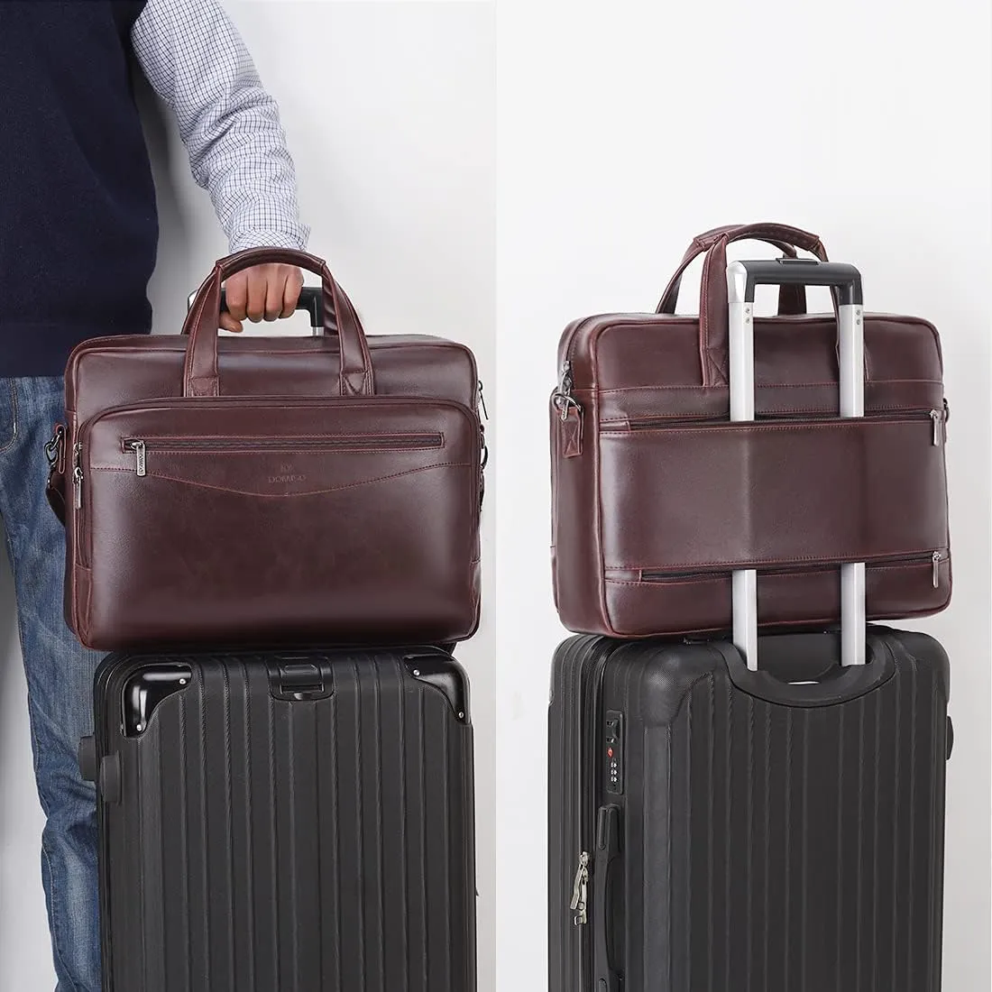 DOMISO 15.6 inch Laptop Bag Shoulder Bag Business Bag Men Handbag Work Bag Suspension Bag for 15.6" HP 15/ThinkPad E575/Lenovo IdeaPad S510/Dell XPS 15, Brown