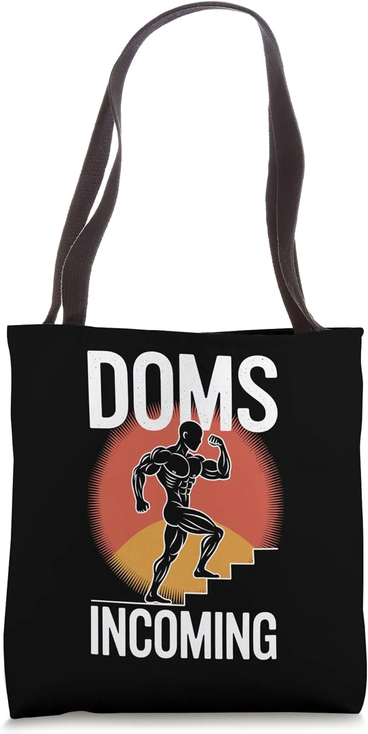 DOMS Incoming, Motivational Fitness Design for Gym Lovers Tote Bag