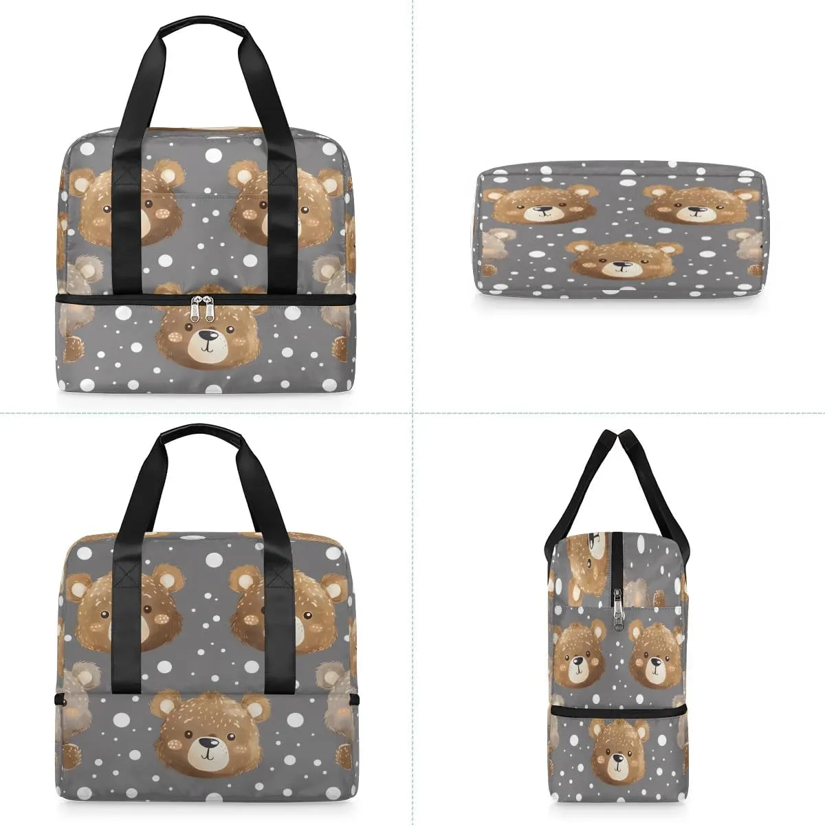 Dots Bears Travel Duffel Bag Dry Wet Separated Sports Tote Travel Duffle Bag Gym Workout Bag Women Travel Duffel Bag for Women, Travel, Gym, Work