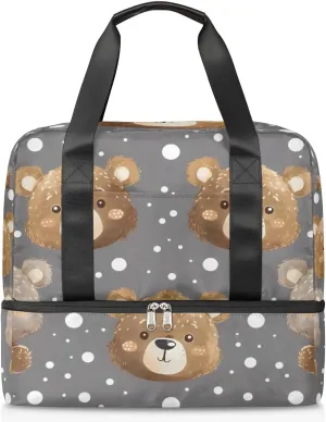 Dots Bears Travel Duffel Bag Dry Wet Separated Sports Tote Travel Duffle Bag Gym Workout Bag Women Travel Duffel Bag for Women, Travel, Gym, Work