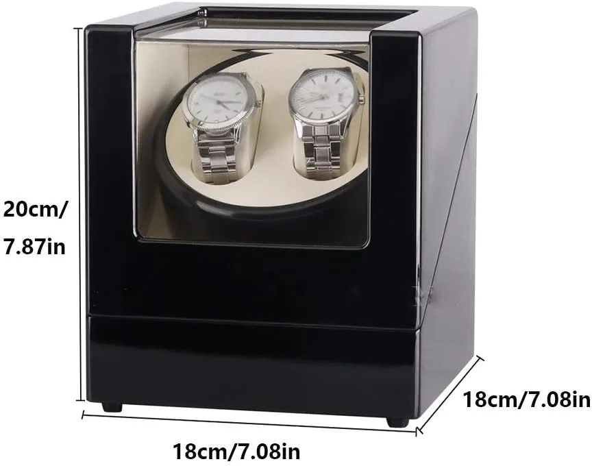 Double Automatic Watch Winder Wood Shell Piano Paint Exterior, Extremely Silent Motor, Rotating Watches Display Storage Box Watch Winder for Automatic Watches
