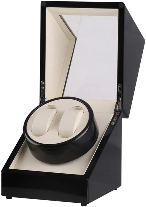 Double Automatic Watch Winder Wood Shell Piano Paint Exterior, Extremely Silent Motor, Rotating Watches Display Storage Box Watch Winder for Automatic Watches