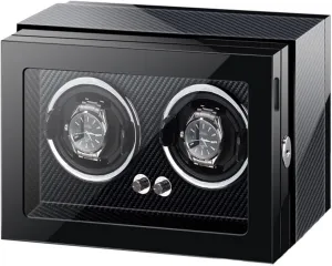 Double Watch Winder for Automatic Watches with Motor LED Light Adjustable Watch Pillows Wood Shell Piano Paint Exterior Watches Display Box Fit Lady and Man Watches