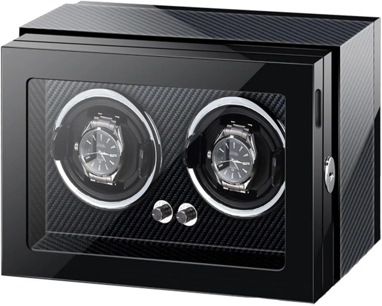 Double Watch Winder for Automatic Watches with Motor LED Light Adjustable Watch Pillows Wood Shell Piano Paint Exterior Watches Display Box Fit Lady and Man Watches