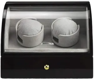 Double Watch Winder Wood Shell Piano Paint Exterior LED Touch Screen Quite Motors 5 Rotation Modes Watches (A)
