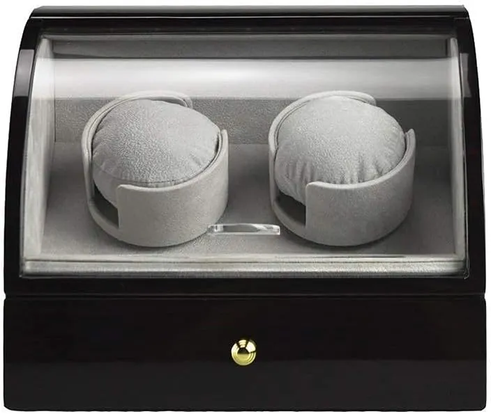 Double Watch Winder Wood Shell Piano Paint Exterior LED Touch Screen Quite Motors 5 Rotation Modes Watches (A)
