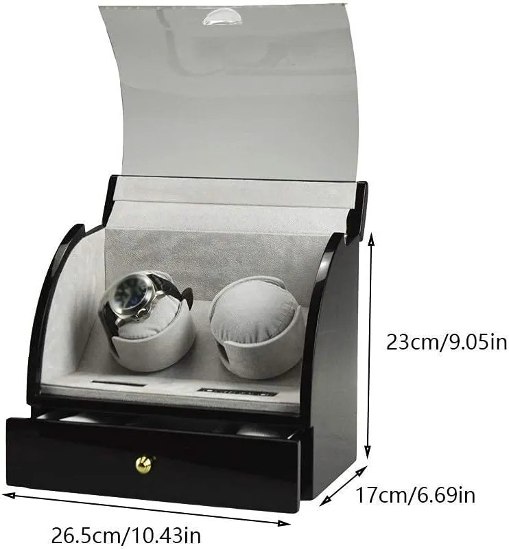 Double Watch Winder Wood Shell Piano Paint Exterior LED Touch Screen Quite Motors 5 Rotation Modes Watches (D)