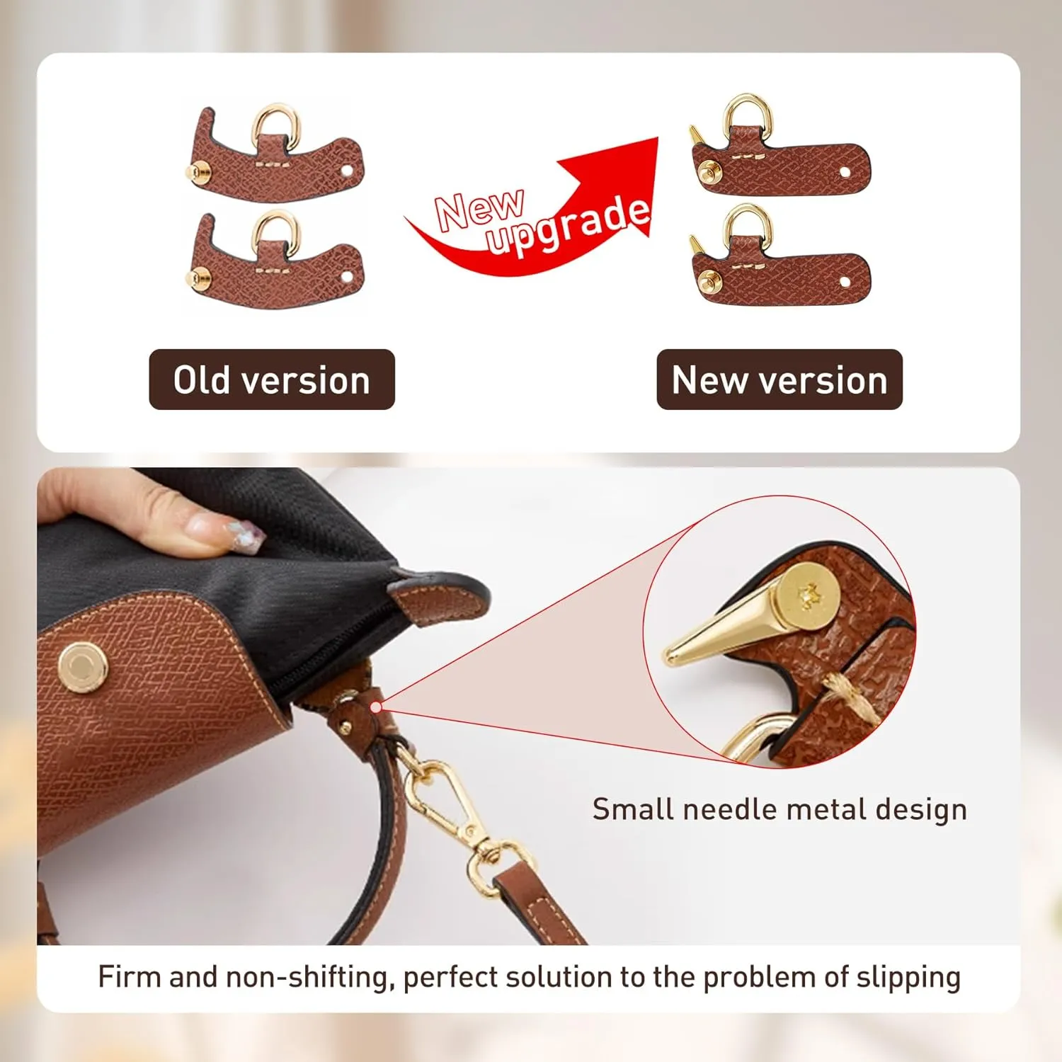 Doxo Purse Strap Conversion Kit Compatible with Longchamp Mini Pouch, Lepliage Mini Leather Bag Strap with 4 Upgraded Buckles
