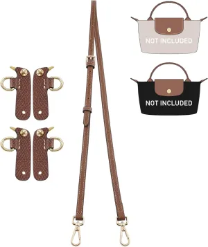 Doxo Purse Strap Conversion Kit Compatible with Longchamp Mini Pouch, Lepliage Mini Leather Bag Strap with 4 Upgraded Buckles