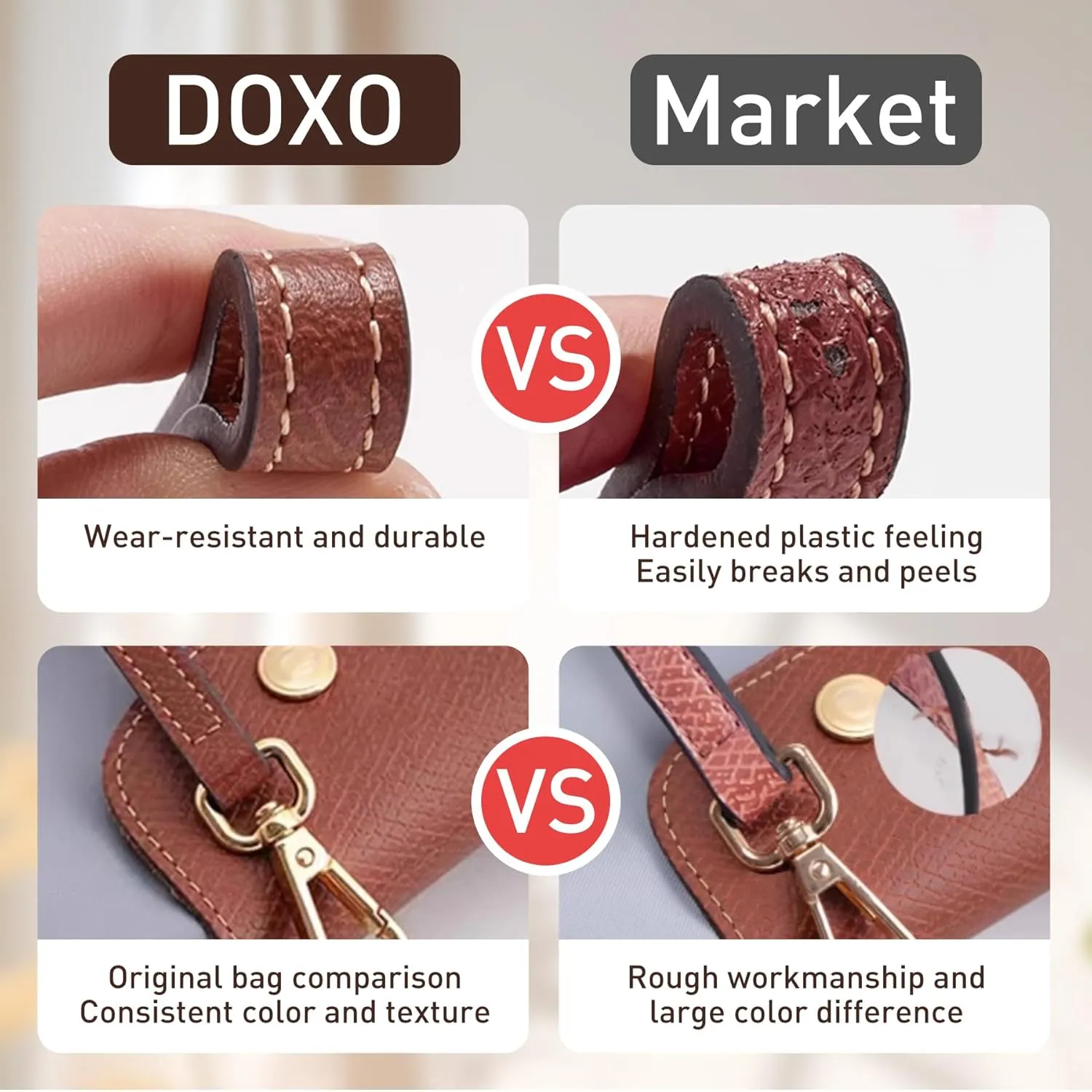 Doxo Purse Strap Conversion Kit Compatible with Longchamp Mini Pouch, Lepliage Mini Leather Bag Strap with 4 Upgraded Buckles