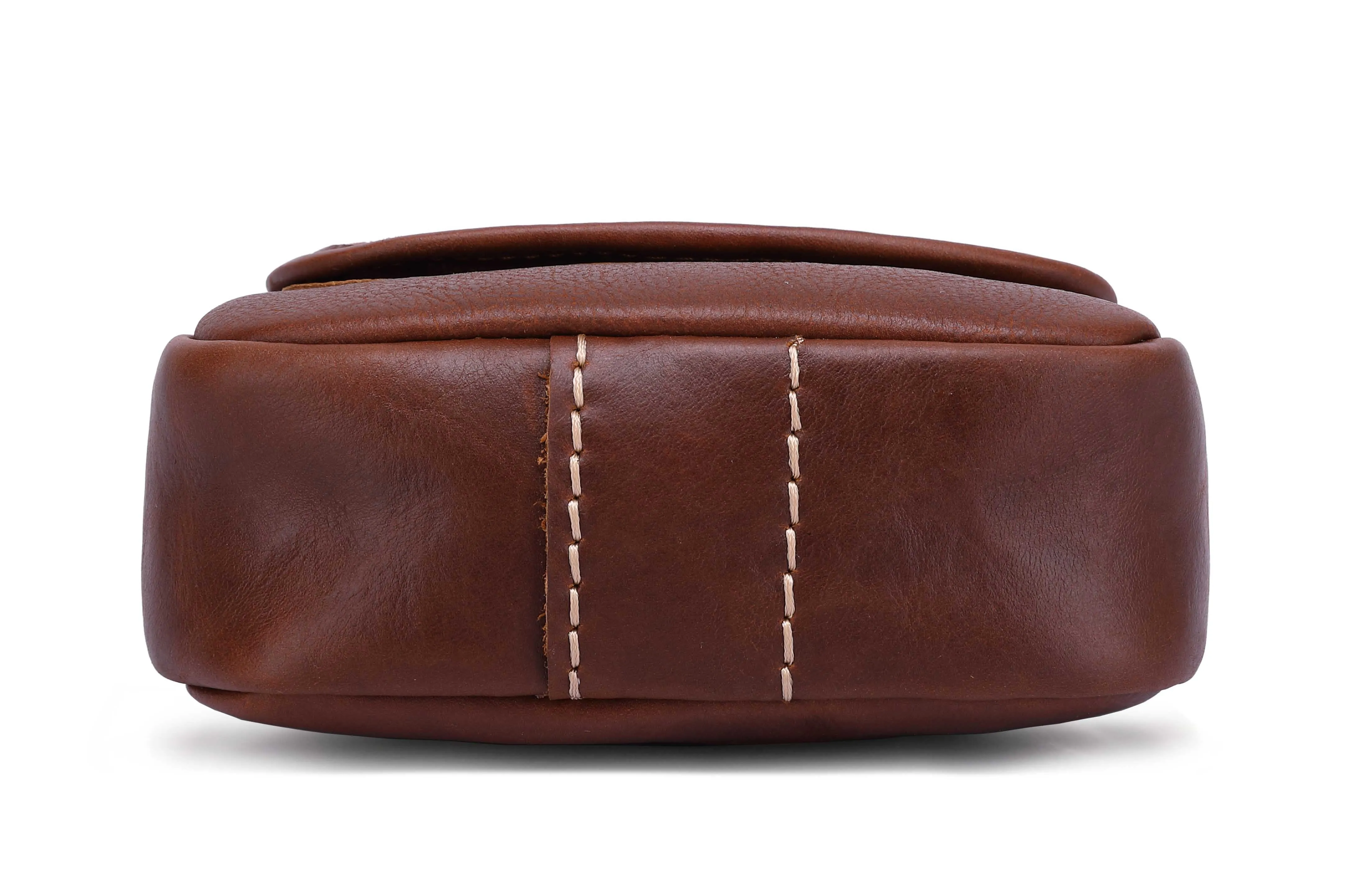 DR669 Women's Small Travel Pouch Genuine Leather Sling Bag Tan