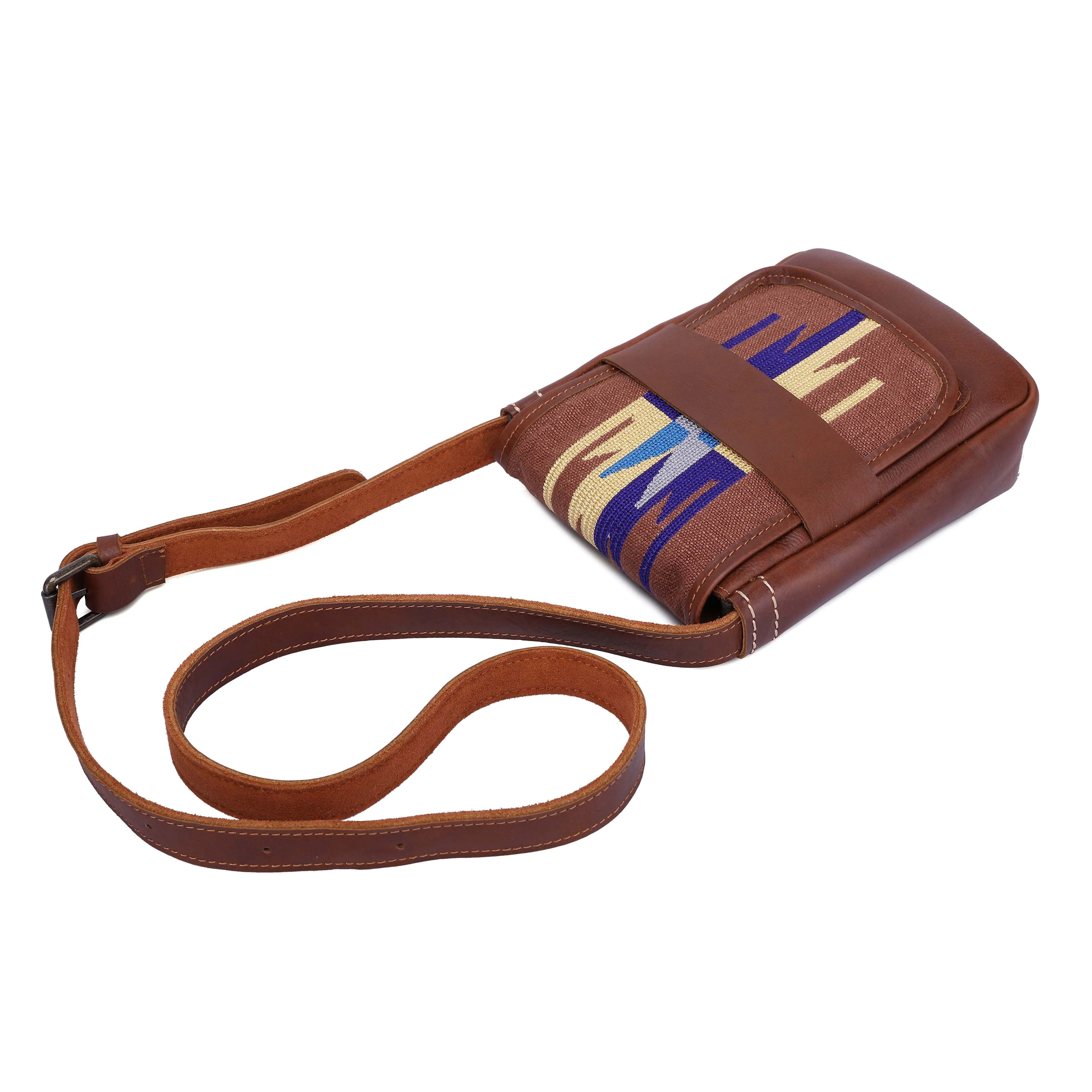 DR669 Women's Small Travel Pouch Genuine Leather Sling Bag Tan