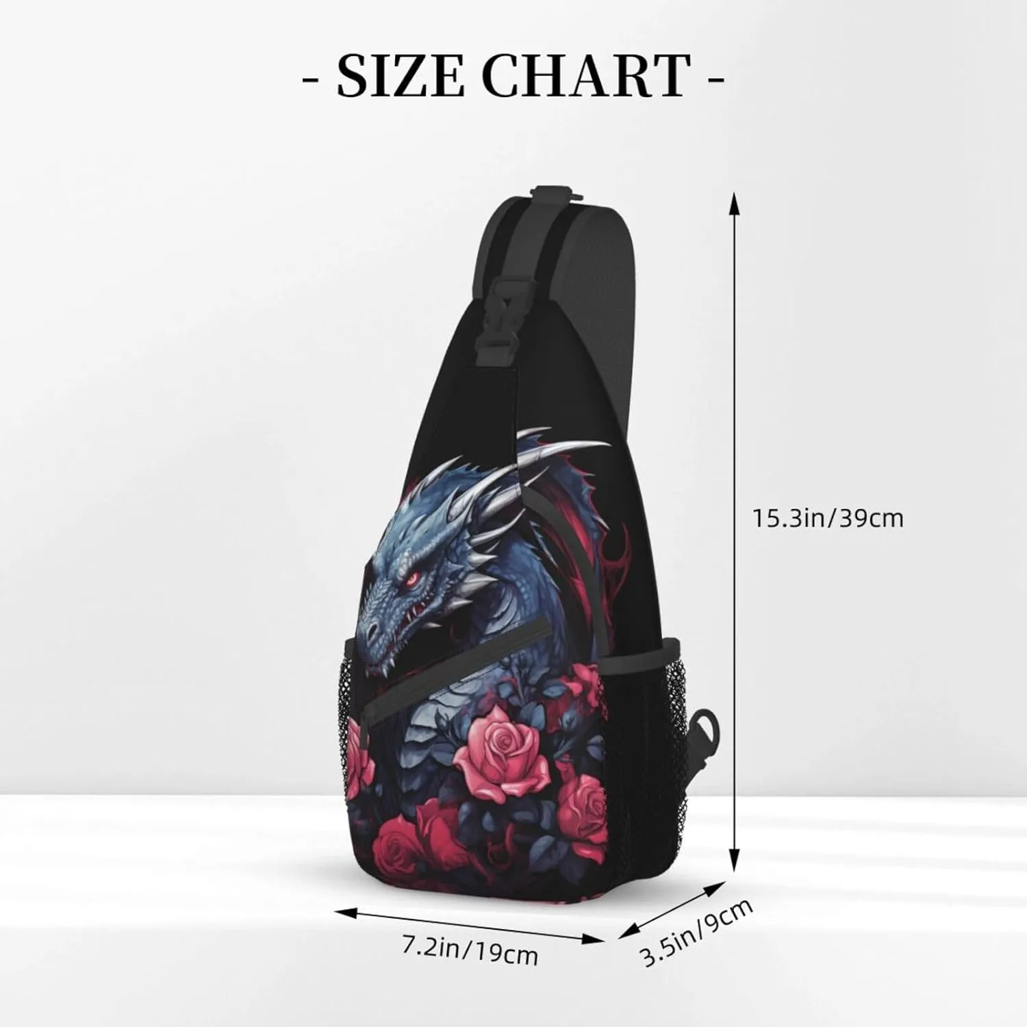 Dragon And Rose Outdoor Crossbody Shoulder Bag For Unisex Young Adult Hiking Bicycling