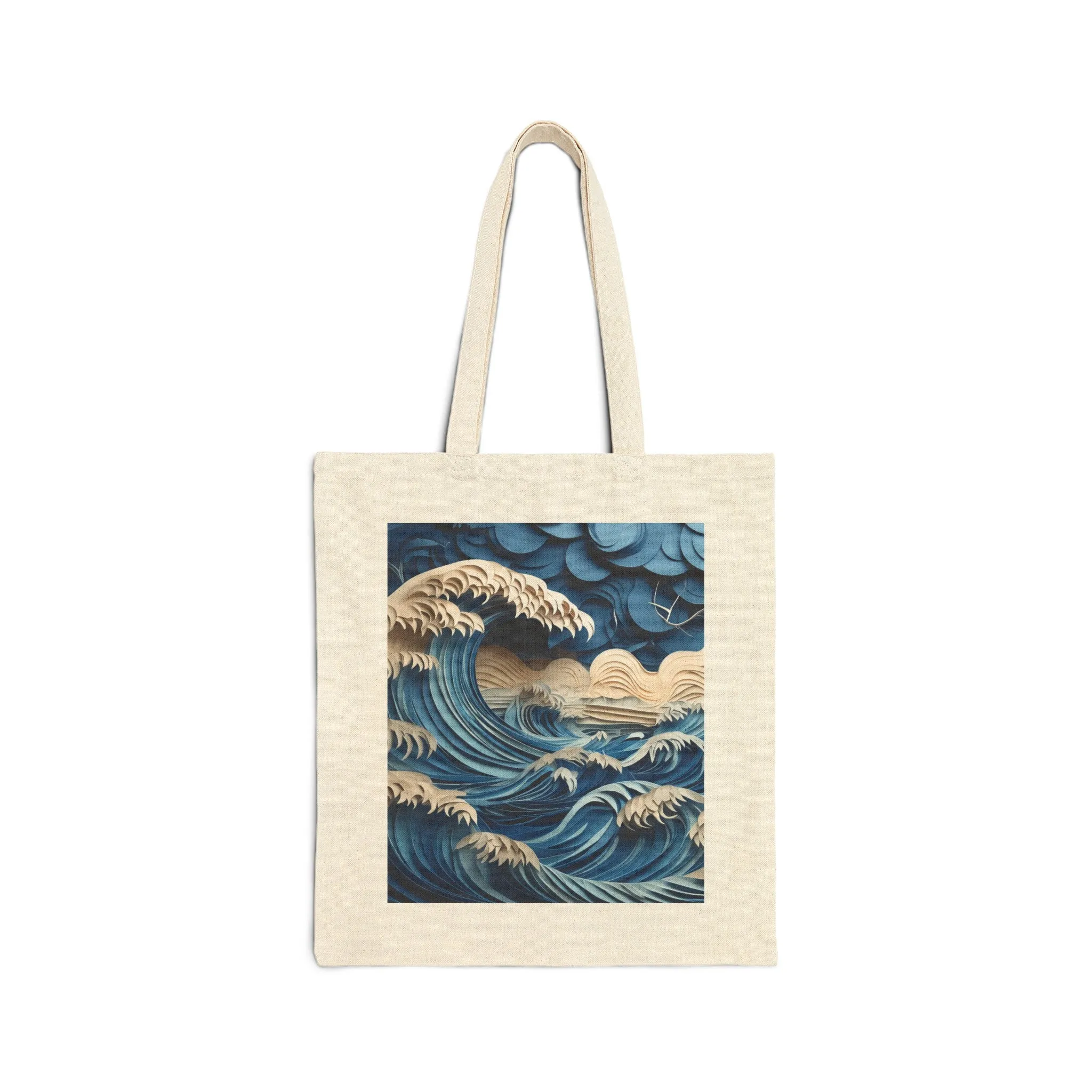 Dramatic Ocean with Crashing Waves Cotton Canvas Tote Bag