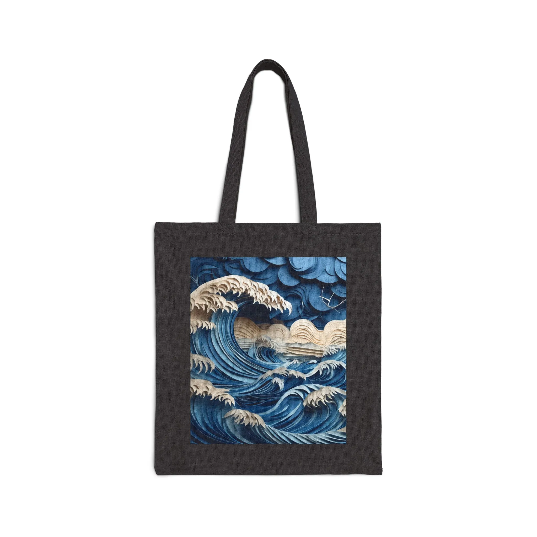 Dramatic Ocean with Crashing Waves Cotton Canvas Tote Bag