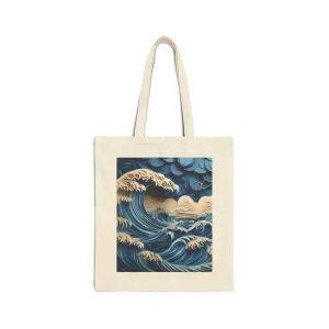 Dramatic Ocean with Crashing Waves Cotton Canvas Tote Bag