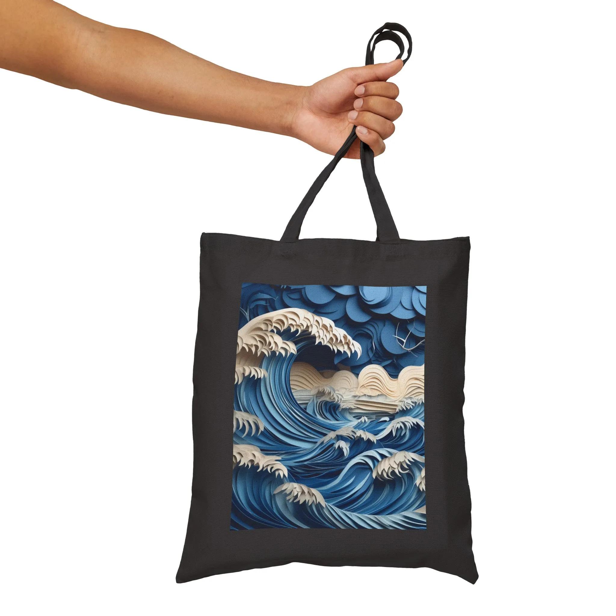 Dramatic Ocean with Crashing Waves Cotton Canvas Tote Bag