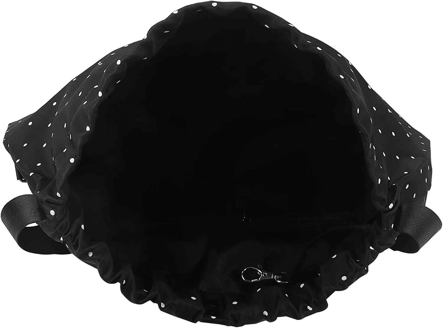 Drawstring Backpack Bag Sport Gym Sackpack，With Zipper Pocket and Reinforced Bottom (Black Polka Dot I)