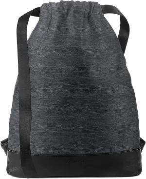 Drawstring Backpack Bag Sport Gym Sackpack，With Zipper Pocket and Reinforced Bottom (Dark gray)