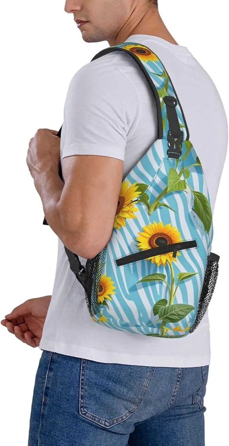 Dreamy Tiger Sunflower Crossbody Bags Cross Chest Bag Adjustable Sling Backpack for Women Men