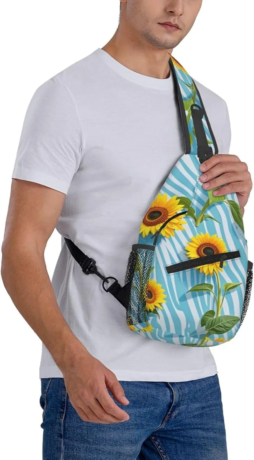 Dreamy Tiger Sunflower Crossbody Bags Cross Chest Bag Adjustable Sling Backpack for Women Men