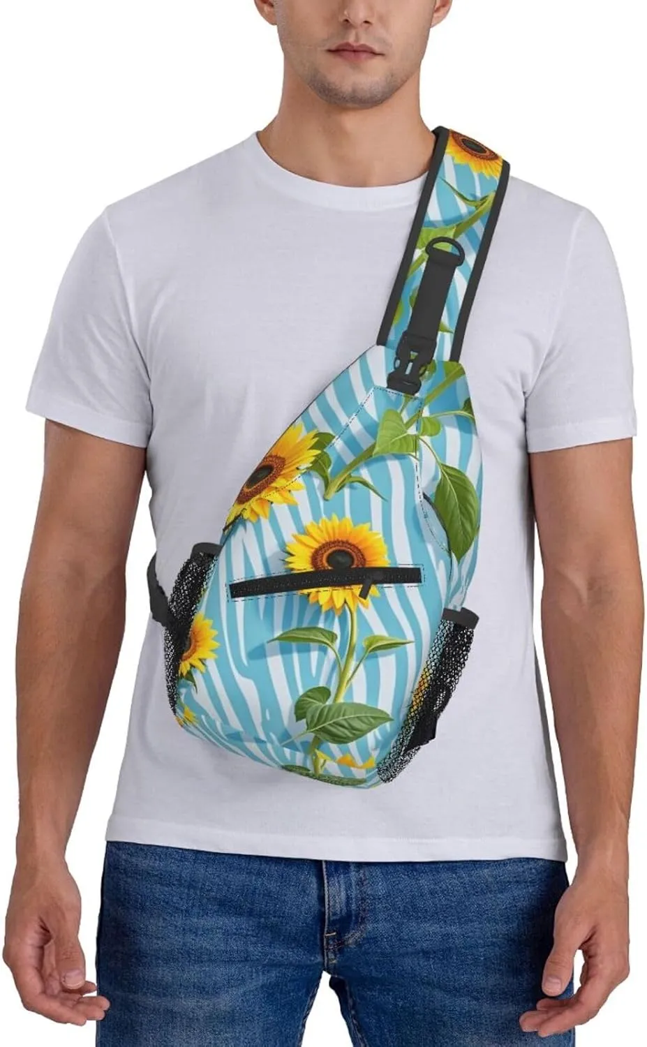 Dreamy Tiger Sunflower Crossbody Bags Cross Chest Bag Adjustable Sling Backpack for Women Men