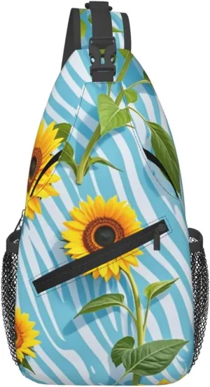 Dreamy Tiger Sunflower Crossbody Bags Cross Chest Bag Adjustable Sling Backpack for Women Men