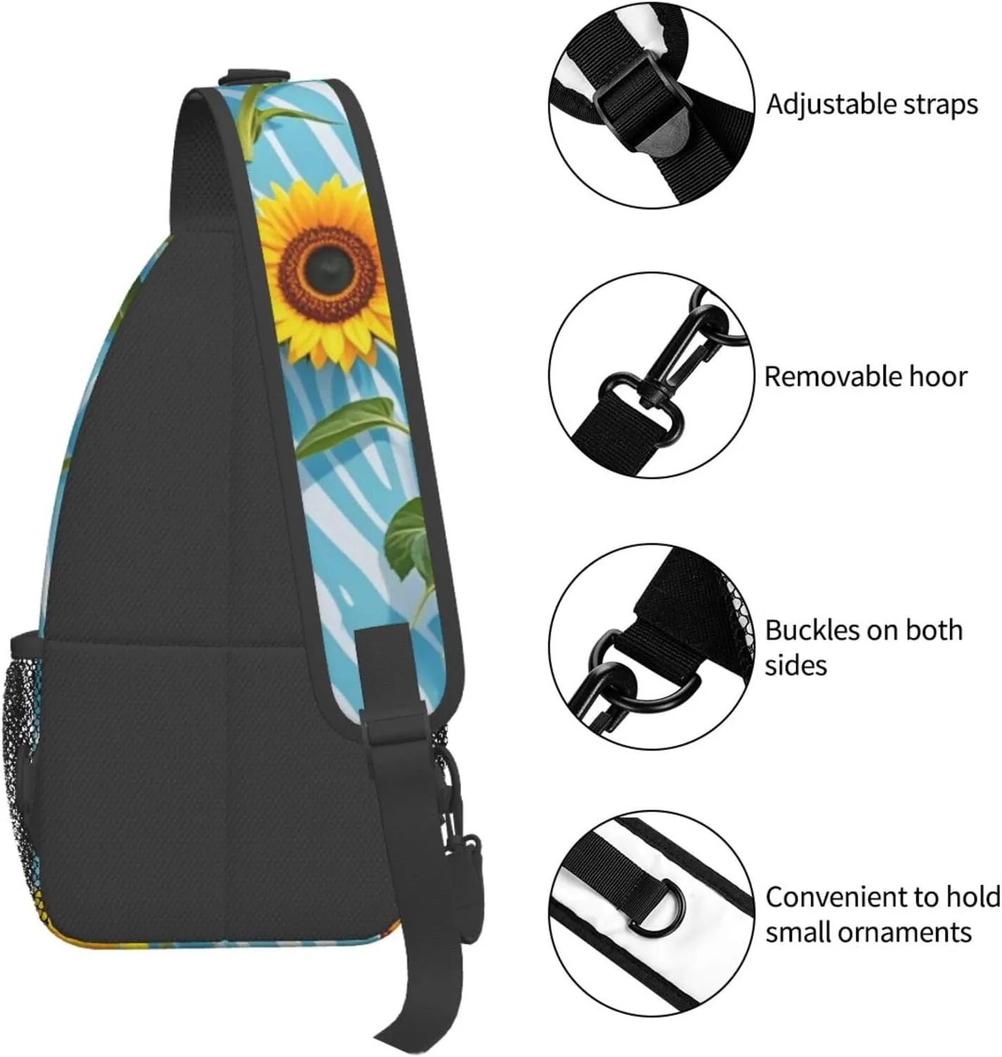 Dreamy Tiger Sunflower Crossbody Bags Cross Chest Bag Adjustable Sling Backpack for Women Men