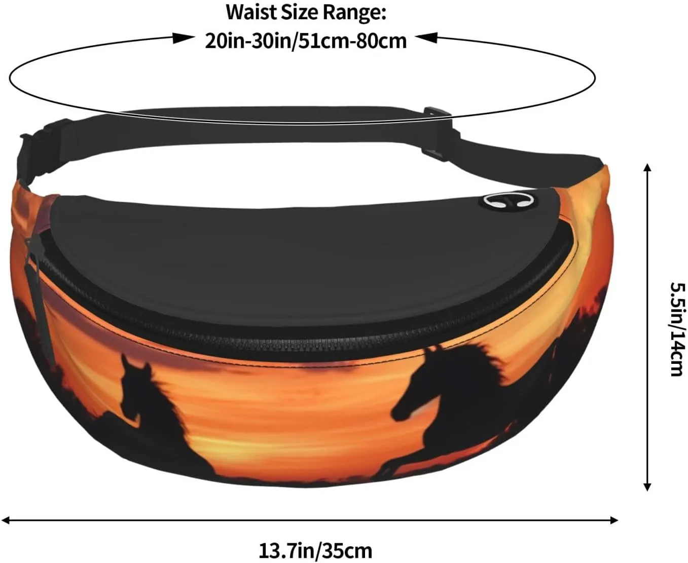 Dujiea Fanny Pack, Animal Horse Waist Bag with Headphone Hole Belt Bag Adjustable Sling Pocket Fashion Hip Bum Bag for Women Men Kids Outdoors Casual Travelling Hiking Cycling
