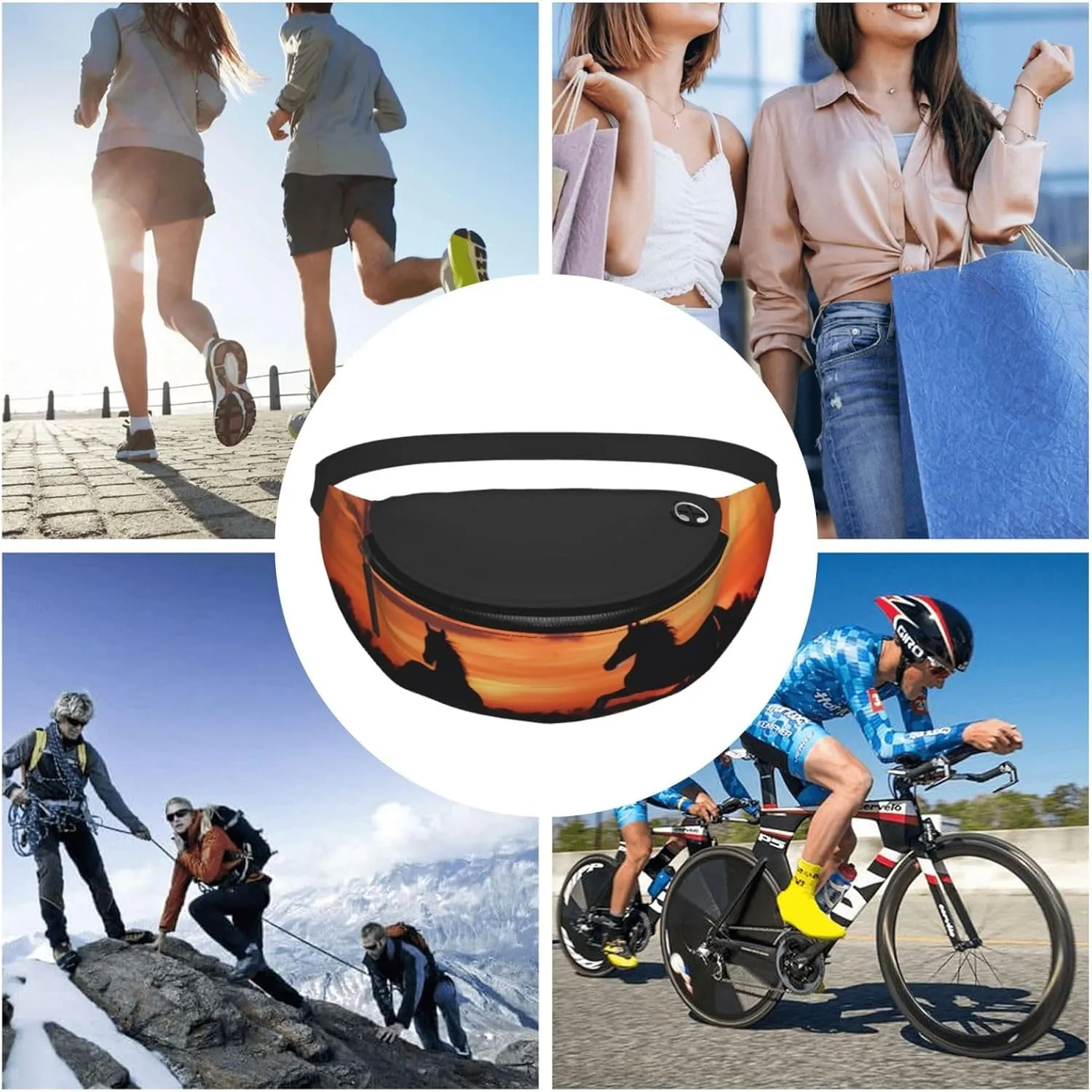 Dujiea Fanny Pack, Animal Horse Waist Bag with Headphone Hole Belt Bag Adjustable Sling Pocket Fashion Hip Bum Bag for Women Men Kids Outdoors Casual Travelling Hiking Cycling