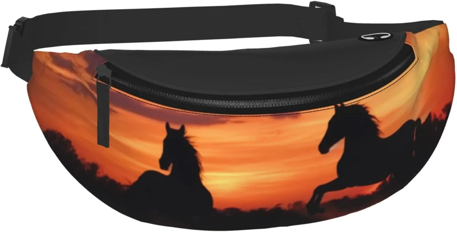 Dujiea Fanny Pack, Animal Horse Waist Bag with Headphone Hole Belt Bag Adjustable Sling Pocket Fashion Hip Bum Bag for Women Men Kids Outdoors Casual Travelling Hiking Cycling