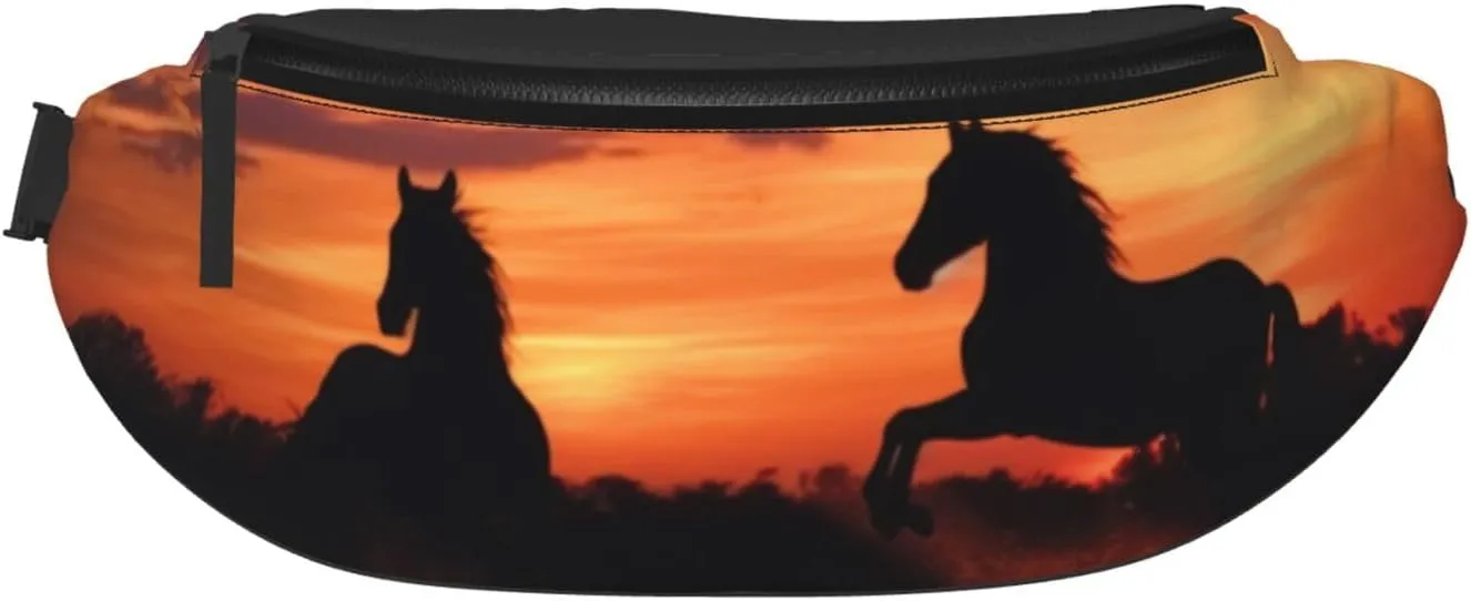 Dujiea Fanny Pack, Animal Horse Waist Bag with Headphone Hole Belt Bag Adjustable Sling Pocket Fashion Hip Bum Bag for Women Men Kids Outdoors Casual Travelling Hiking Cycling