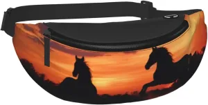 Dujiea Fanny Pack, Animal Horse Waist Bag with Headphone Hole Belt Bag Adjustable Sling Pocket Fashion Hip Bum Bag for Women Men Kids Outdoors Casual Travelling Hiking Cycling