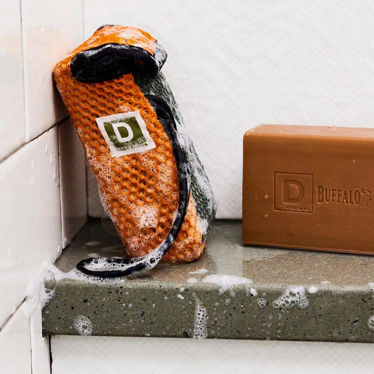 Duke Cannon Supply Co. Peppermint Bark Big Brick of Soap - 10oz. Holiday Soap Bar with Tactical Scrubber, U.S. Military-Grade Soap Pouch, Coarse and Soft Mesh