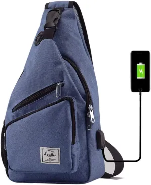 d'yallee 15.4" Sling Bag for Men Crossbody Shoulder Chest Bags Nylon for Travel Gym Sport Hiking with USB Charger Port …