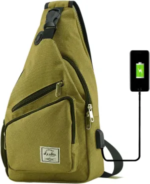 d'yallee 15.4" Sling Bag for Men Crossbody Shoulder Chest Bags Nylon for Travel Gym Sport Hiking with USB Charger Port …