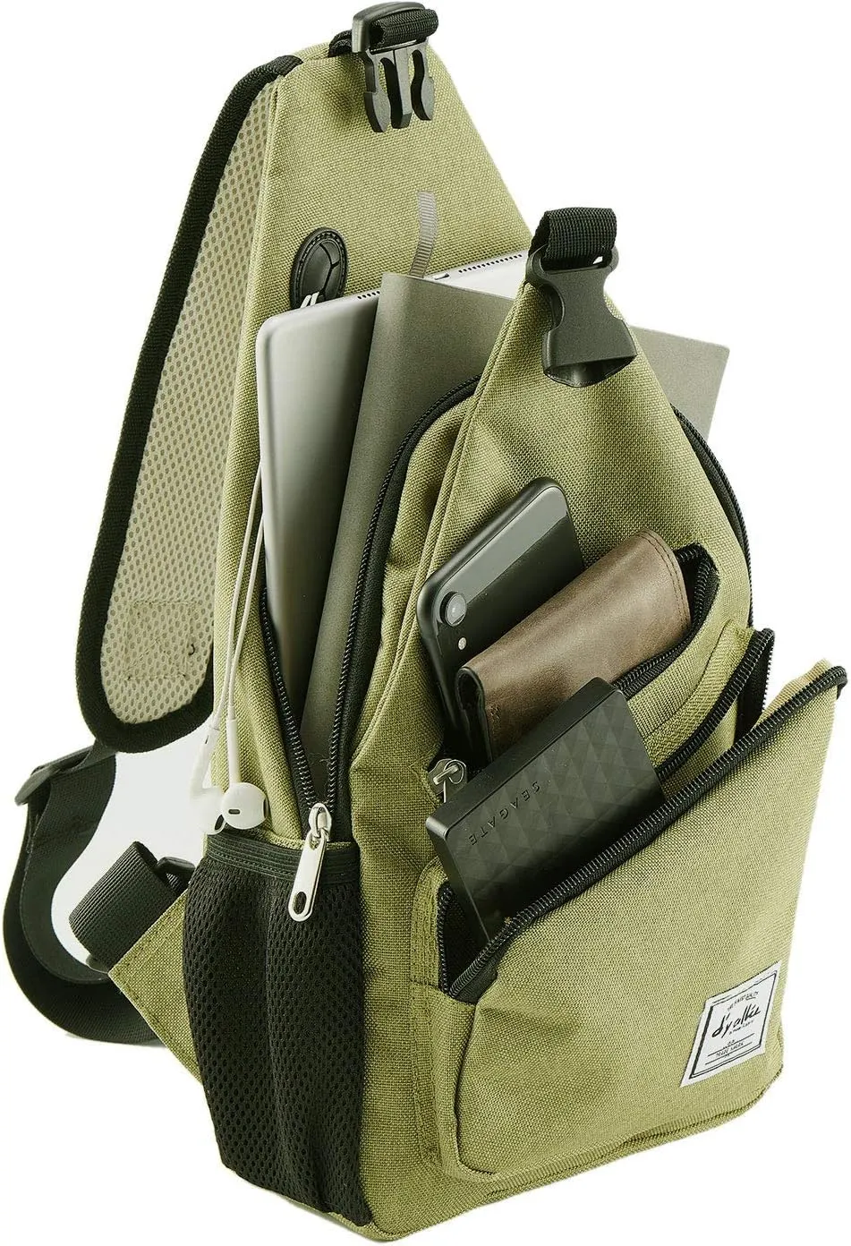 d'yallee 15.4" Sling Bag for Men Crossbody Shoulder Chest Bags Nylon for Travel Gym Sport Hiking with USB Charger Port …