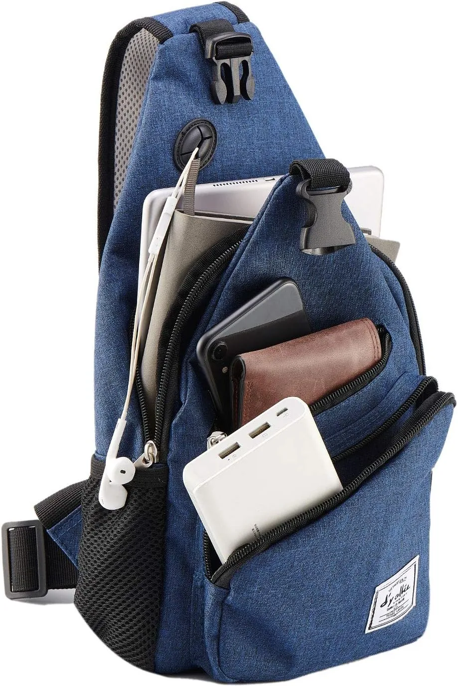 d'yallee 15.4" Sling Bag for Men Crossbody Shoulder Chest Bags Nylon for Travel Gym Sport Hiking with USB Charger Port …