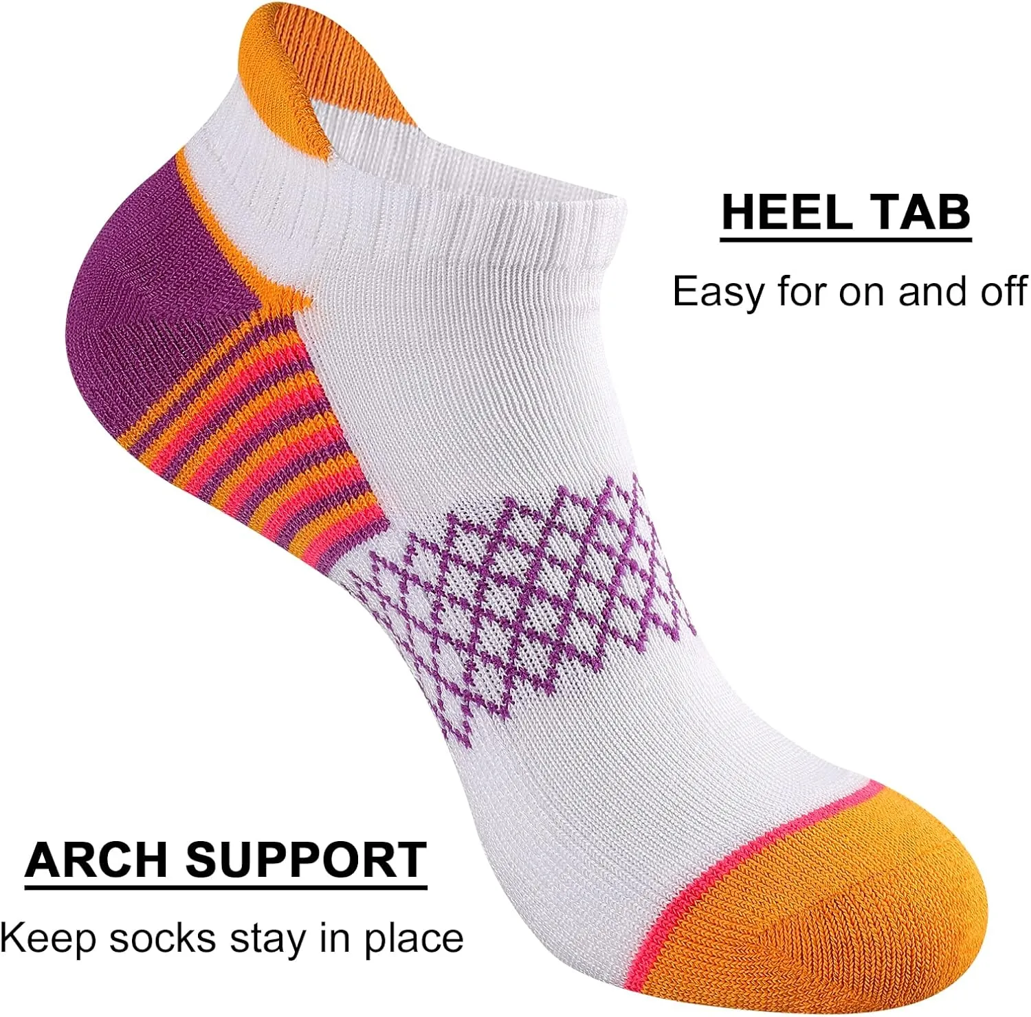 eallco Womens Ankle Socks Athletic Running Socks Sport Cushioned Socks With Tab 6 Pairs