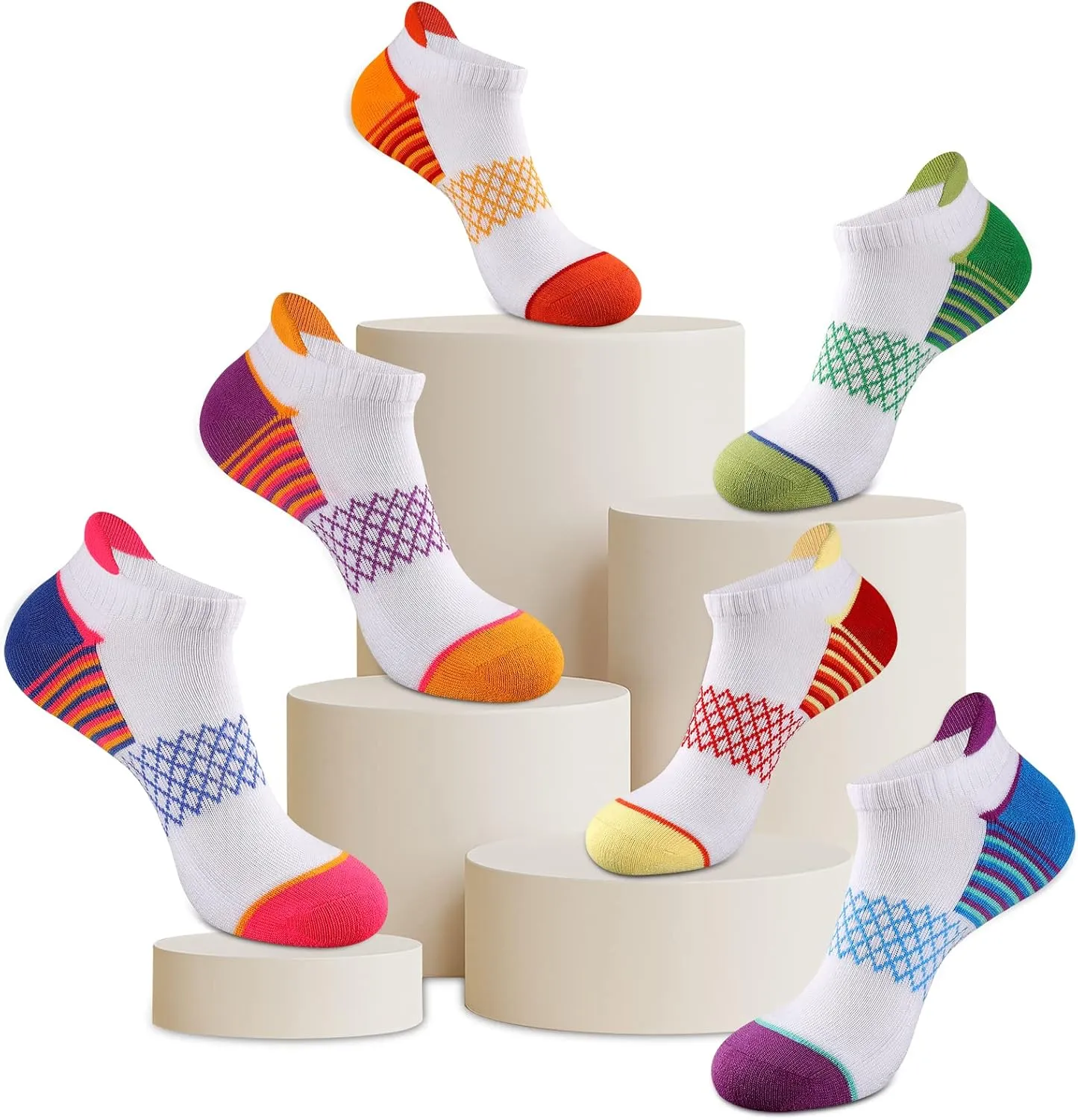 eallco Womens Ankle Socks Athletic Running Socks Sport Cushioned Socks With Tab 6 Pairs