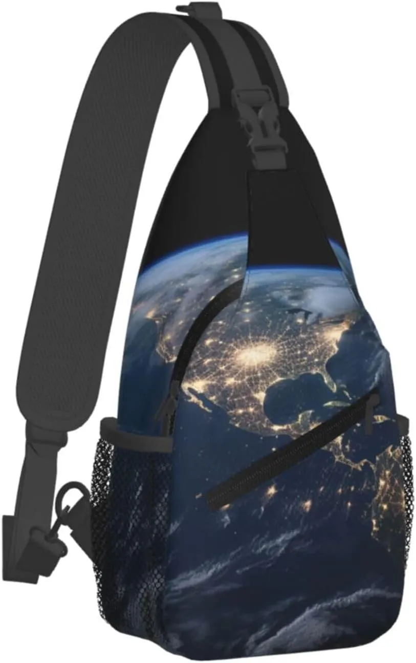 Earth From The Outer Space Sling Bag Backpack For Men Cross Chest Bag Crossbody Shoulder Bag Travel Hiking Daypack
