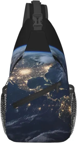 Earth From The Outer Space Sling Bag Backpack For Men Cross Chest Bag Crossbody Shoulder Bag Travel Hiking Daypack