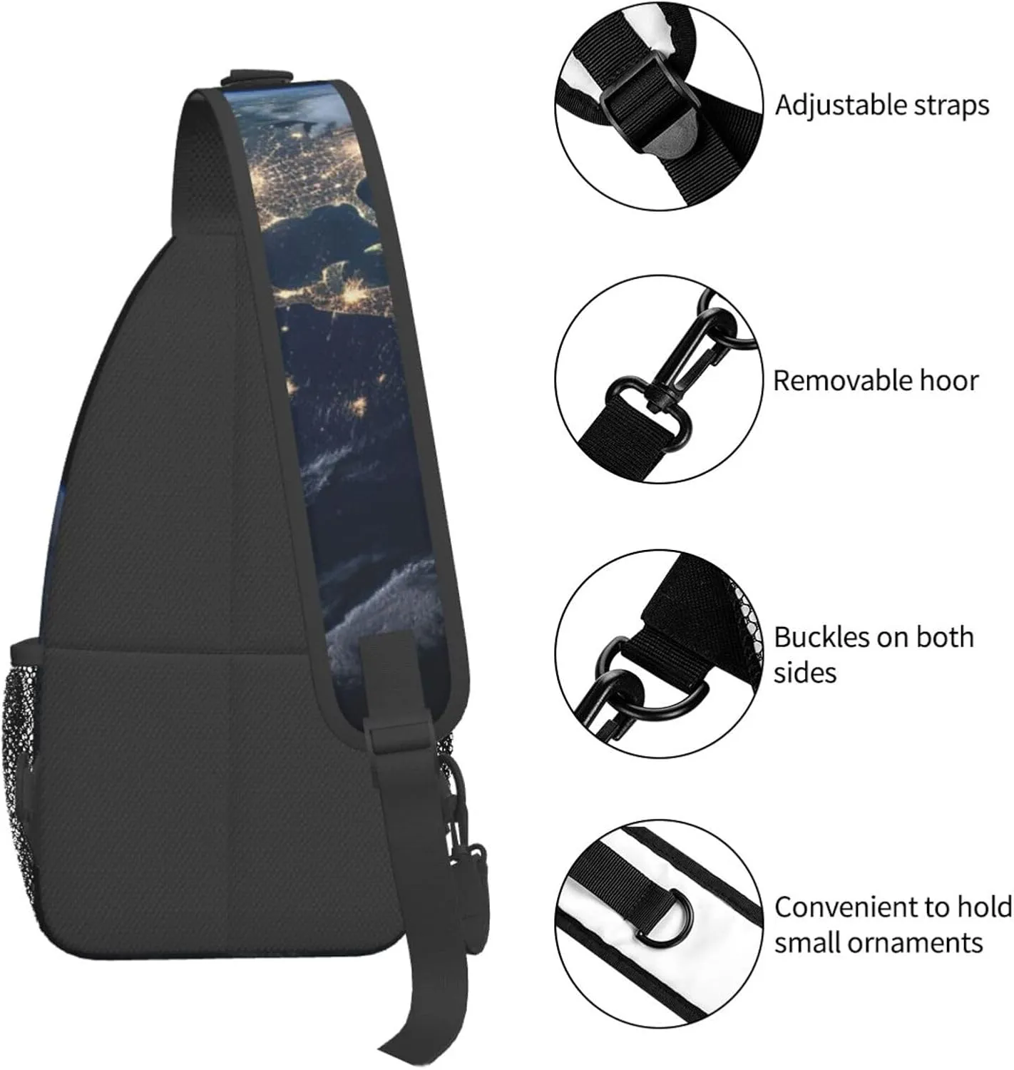 Earth From The Outer Space Sling Bag Backpack For Men Cross Chest Bag Crossbody Shoulder Bag Travel Hiking Daypack