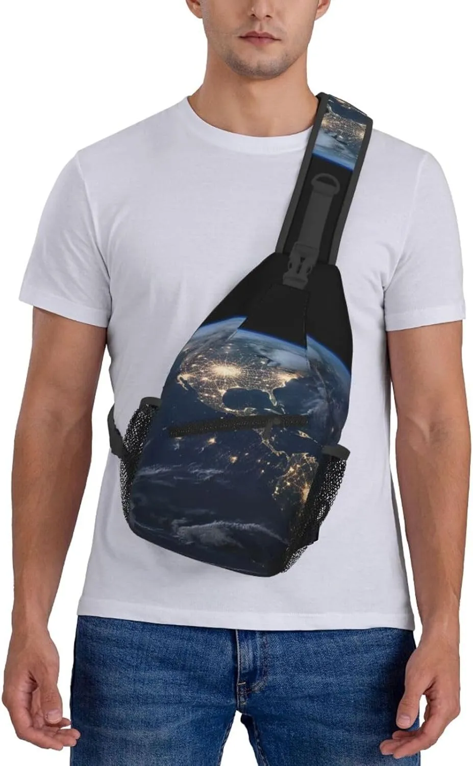 Earth From The Outer Space Sling Bag Backpack For Men Cross Chest Bag Crossbody Shoulder Bag Travel Hiking Daypack