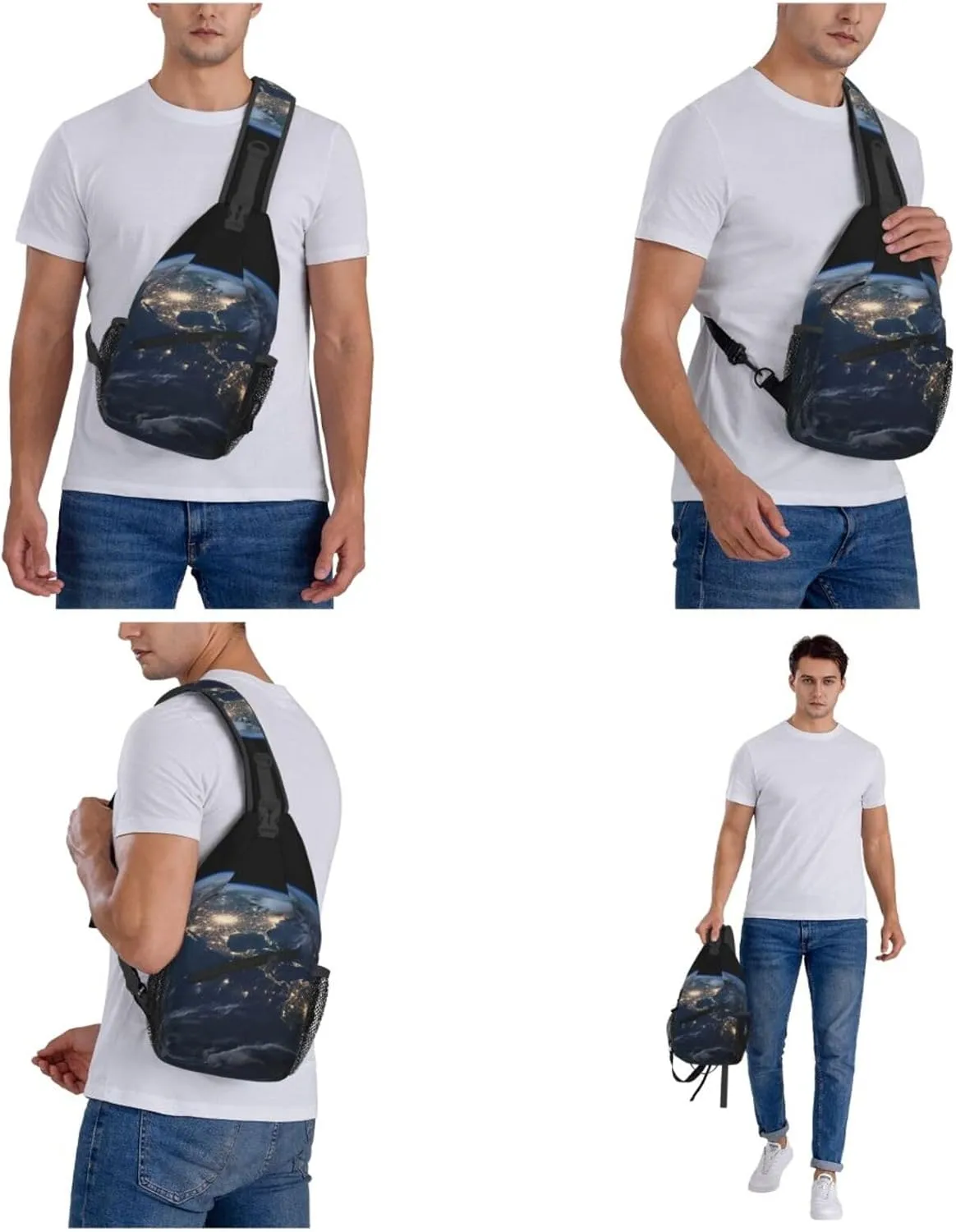 Earth From The Outer Space Sling Bag Backpack For Men Cross Chest Bag Crossbody Shoulder Bag Travel Hiking Daypack